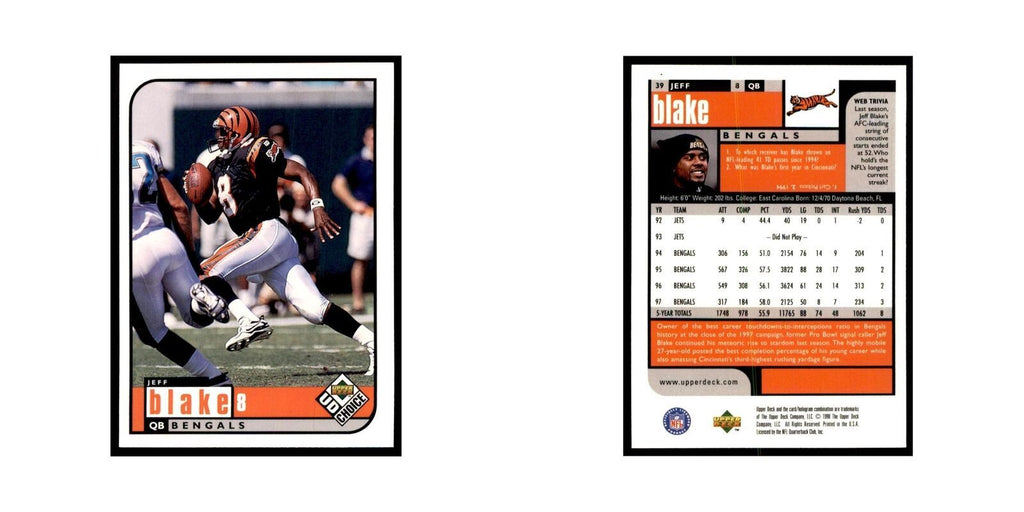 Jeff Blake 1998 UD Choice #39 Football Cards Football Card NM