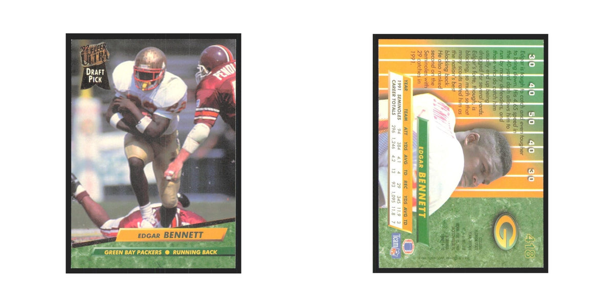 Edgar Bennett 1992 Fleer Ultra #418 Football Cards Football Card NM