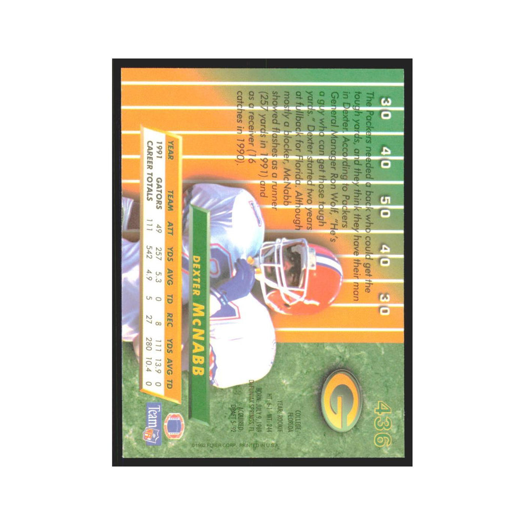 Dexter McNabb 1992 Fleer Ultra #436 Football Cards Football Card NM