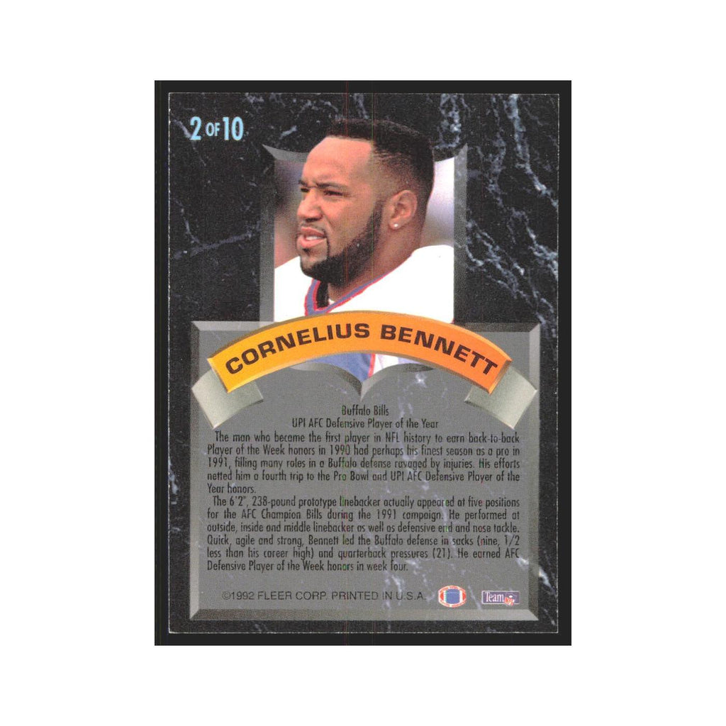 Cornelius Bennett 1992 Fleer Ultra #2 Football Cards Football Card NM