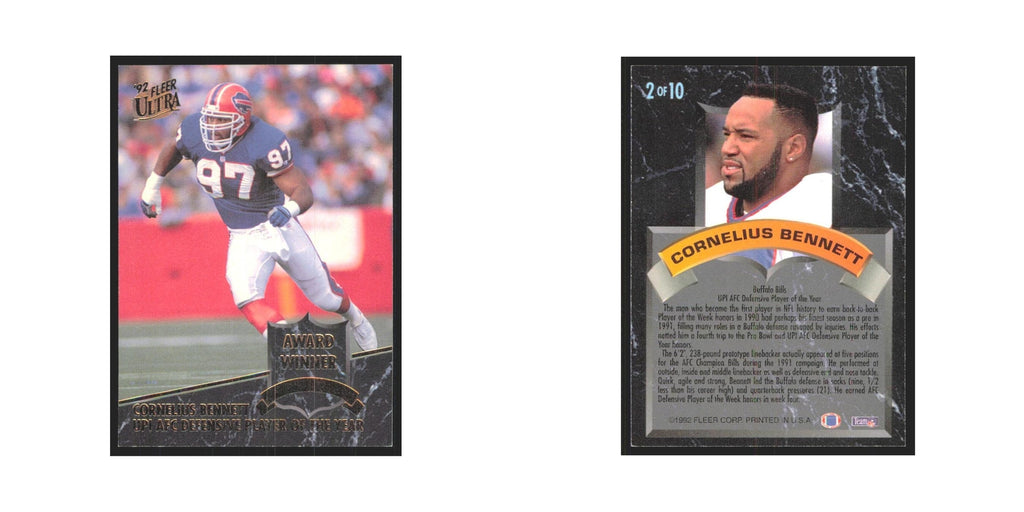 Cornelius Bennett 1992 Fleer Ultra #2 Football Cards Football Card NM