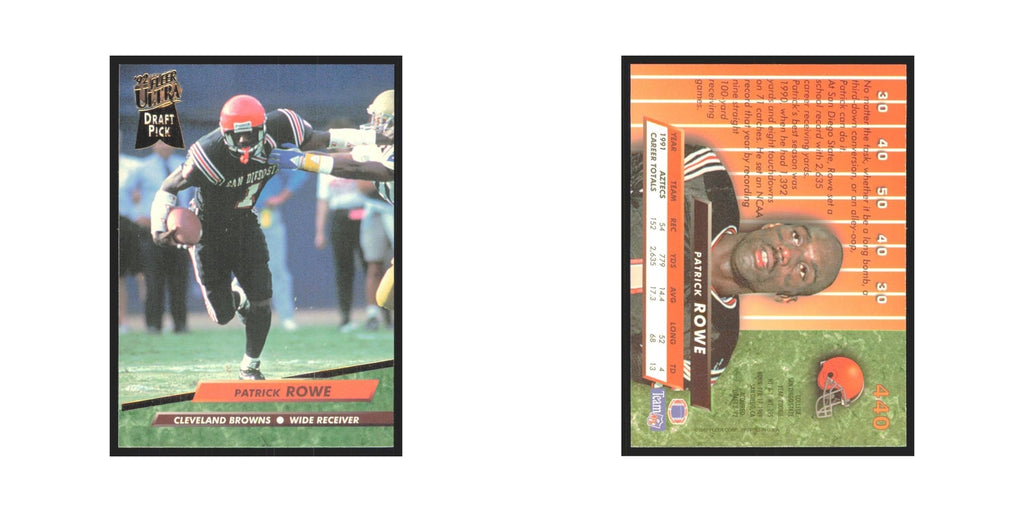 Patrick Rowe 1992 Fleer Ultra #440 Football Cards Football Card NM