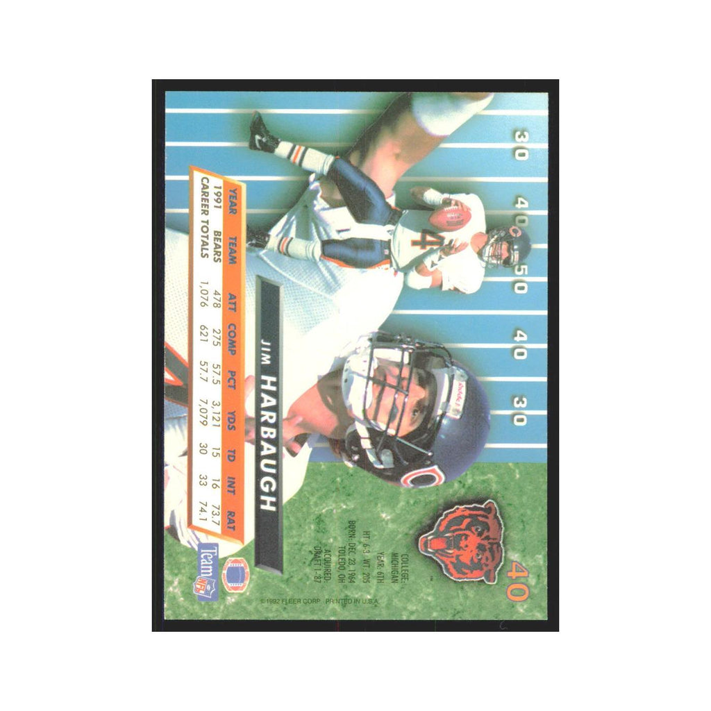 Jim Harbaugh 1992 Fleer Ultra #40 Football Cards Football Card NM