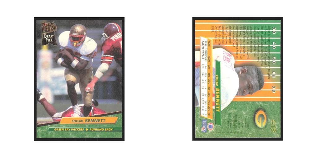 Edgar Bennett 1992 Fleer Ultra #418 Football Cards Football Card NM
