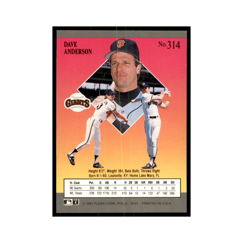 Dave Anderson 1991 Fleer Ultra #314 Baseball Cards Baseball Card NM