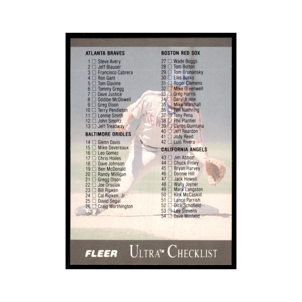 Checklist 1991 Fleer Ultra #397 Baseball Cards Baseball Card NM