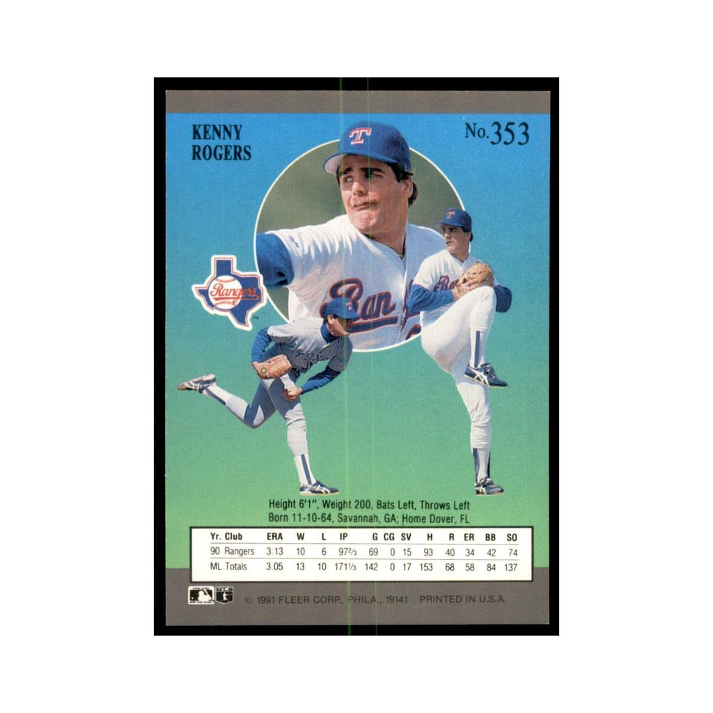 Kenny Rogers 1991 Fleer Ultra #353 Baseball Cards Baseball Card NM