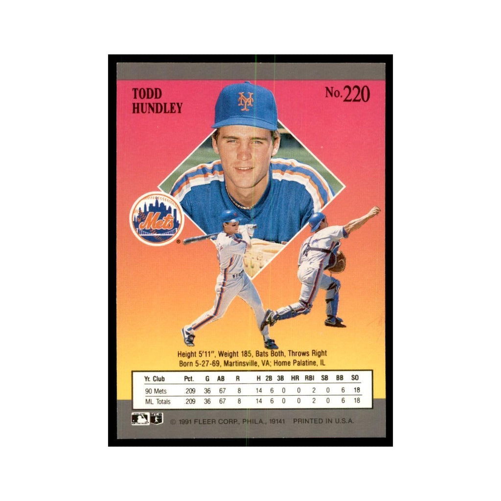 Todd Hundley 1991 Fleer Ultra #220 Baseball Cards Baseball Card NM
