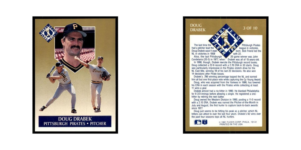 Doug Drabek 1991 Fleer Ultra #3 Baseball Cards Baseball Card NM