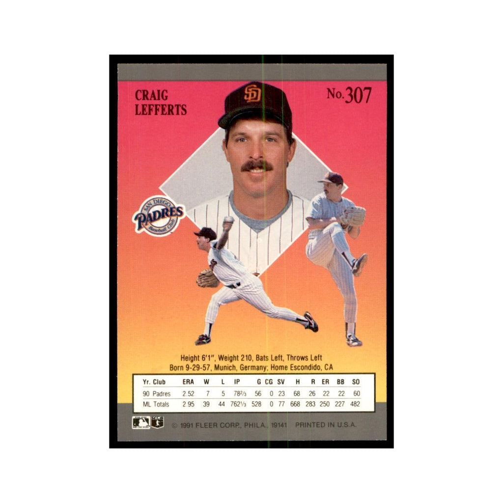 Craig Lefferts 1991 Fleer Ultra #307 Baseball Cards Baseball Card NM