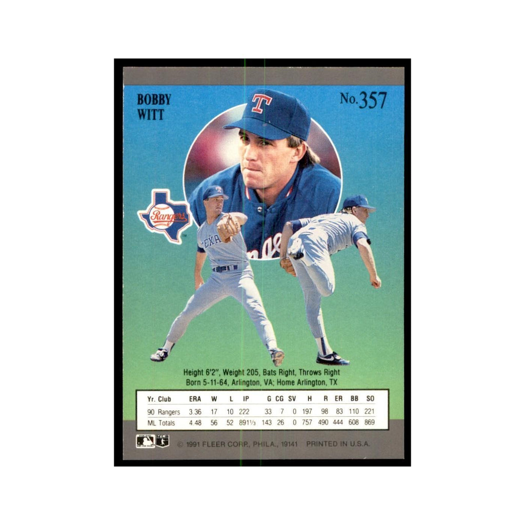 Bobby Witt 1991 Fleer Ultra #357 Baseball Cards Baseball Card NM