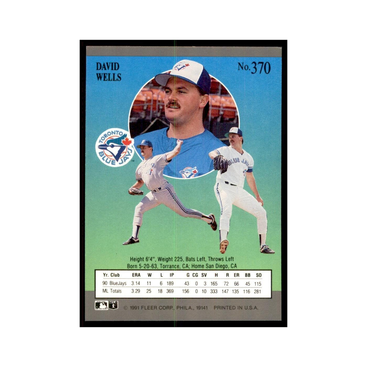 David Wells 1991 Fleer Ultra #370 Baseball Cards Baseball Card NM