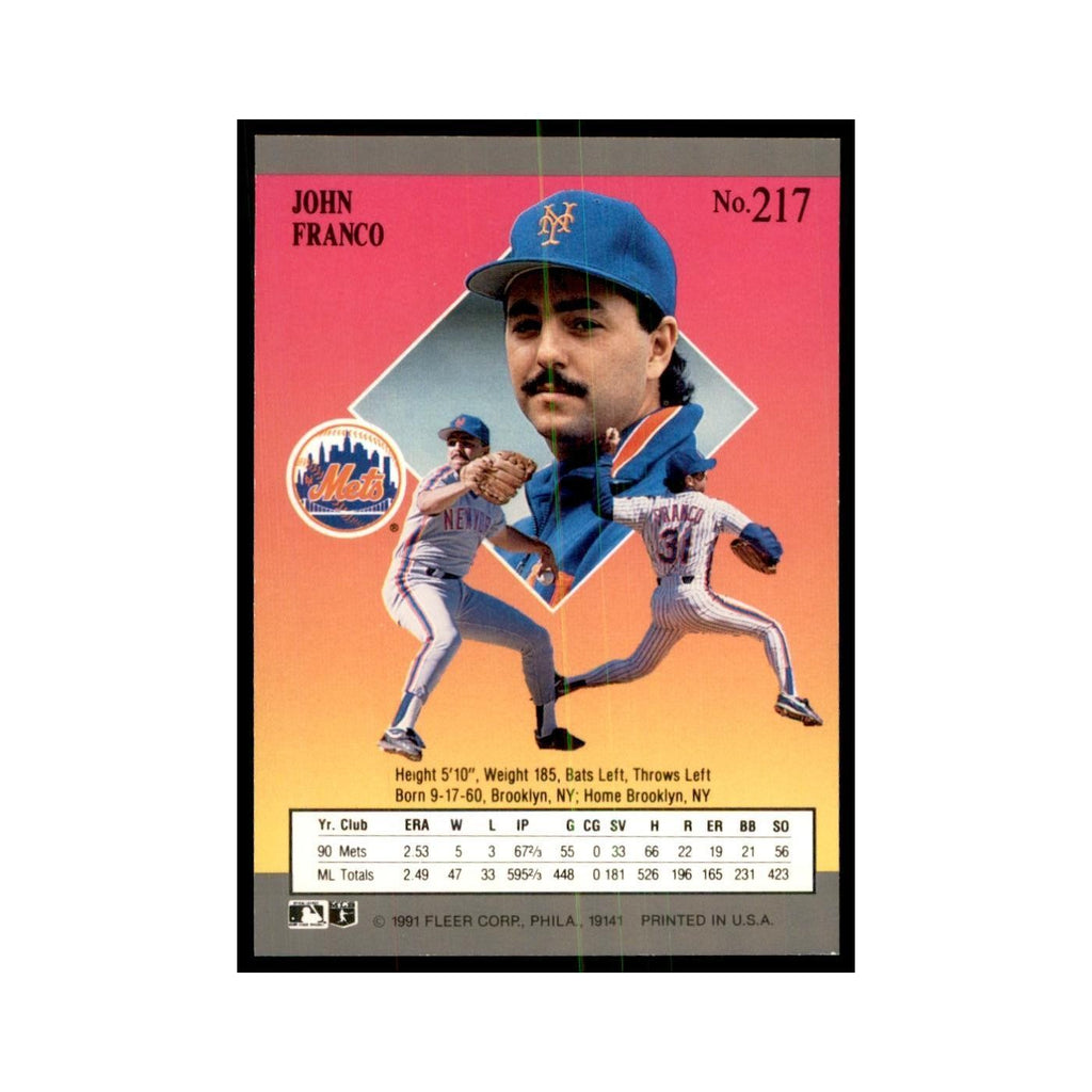John Franco 1991 Fleer Ultra #217 Baseball Cards Baseball Card NM