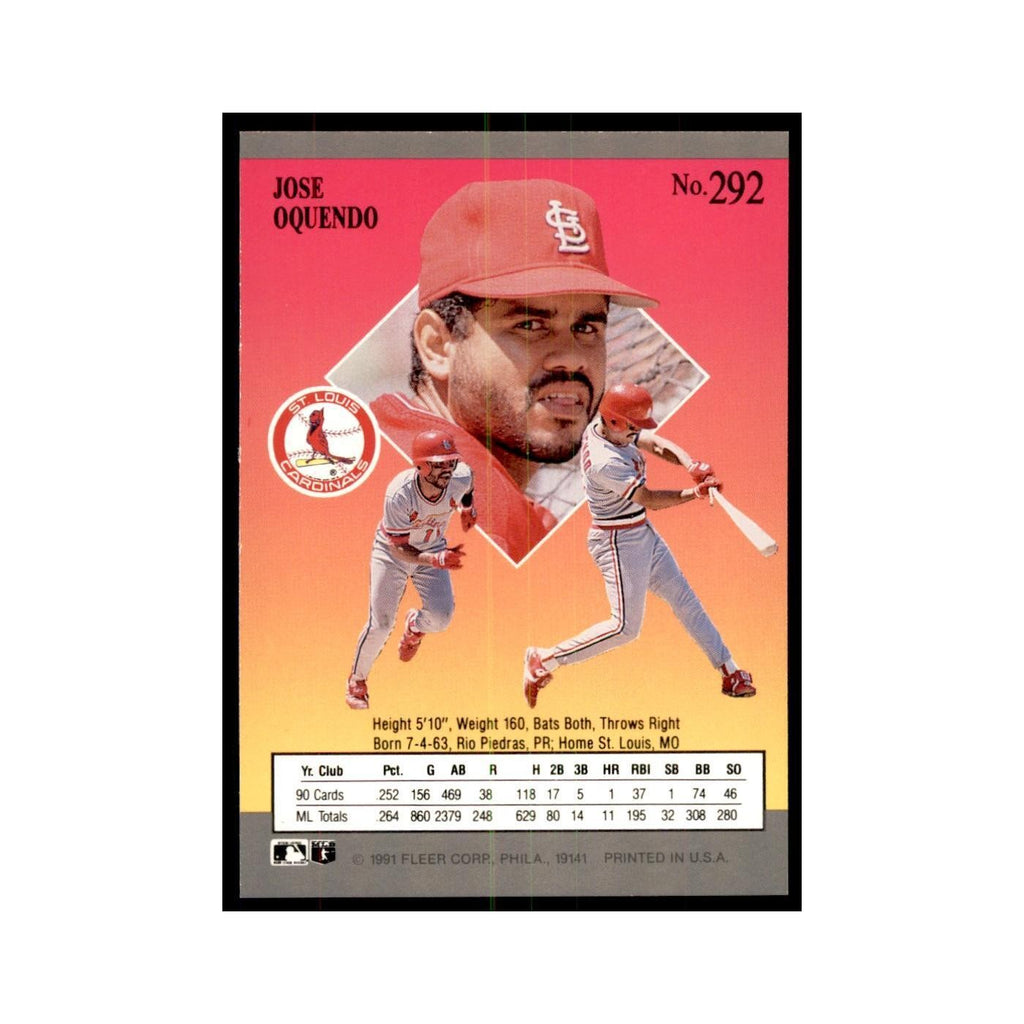 Jose Oquendo 1991 Fleer Ultra #292 Baseball Cards Baseball Card NM