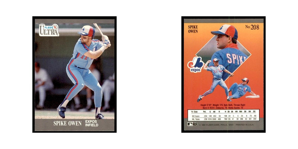 Spike Owen 1991 Fleer Ultra #208 Baseball Cards Baseball Card NM