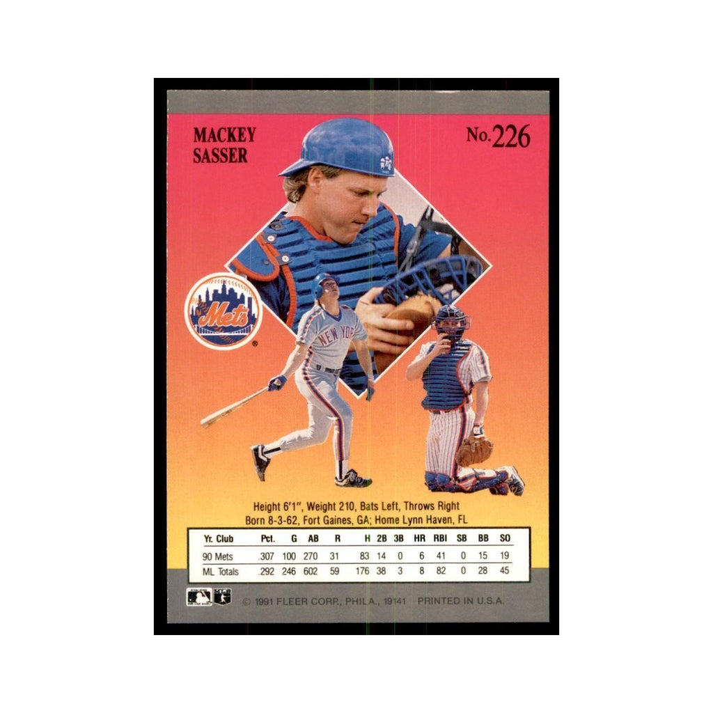 Mackey Sasser 1991 Fleer Ultra #226 Baseball Cards Baseball Card NM