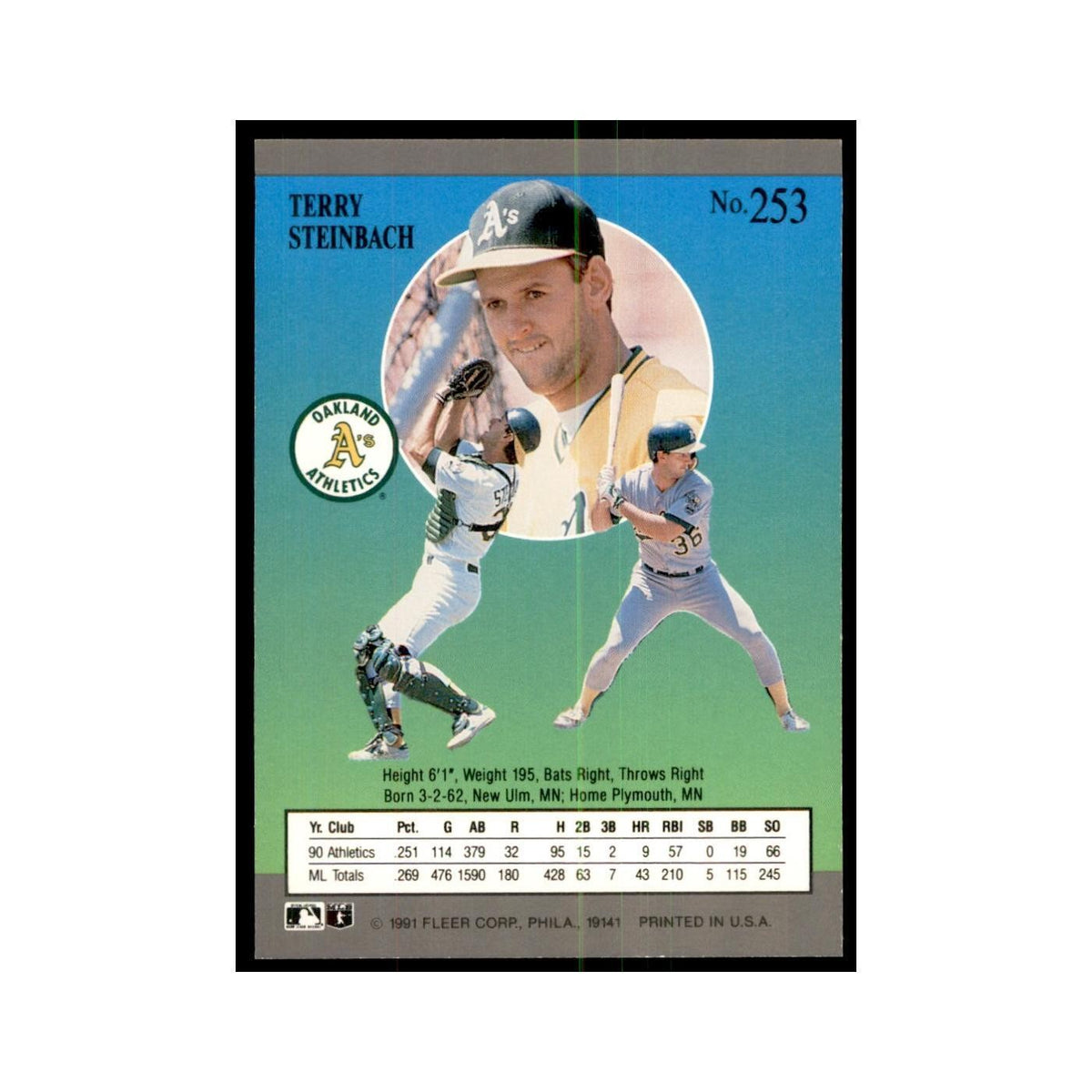 Terry Steinbach 1991 Fleer Ultra #253 Baseball Cards Baseball Card NM