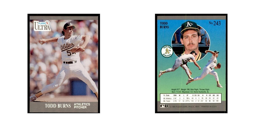 Todd Burns 1991 Fleer Ultra #243 Baseball Cards Baseball Card NM