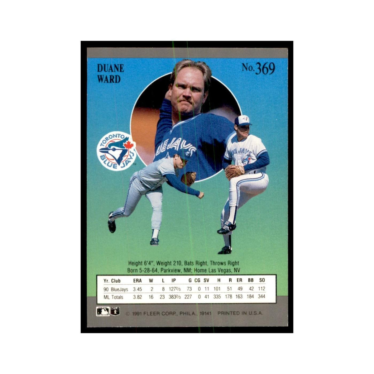 Duane Ward 1991 Fleer Ultra #369 Baseball Cards Baseball Card NM