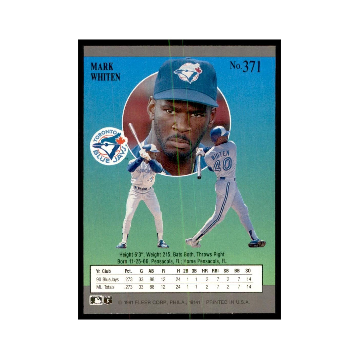 Mark Whiten 1991 Fleer Ultra #371 Baseball Cards Baseball Card NM