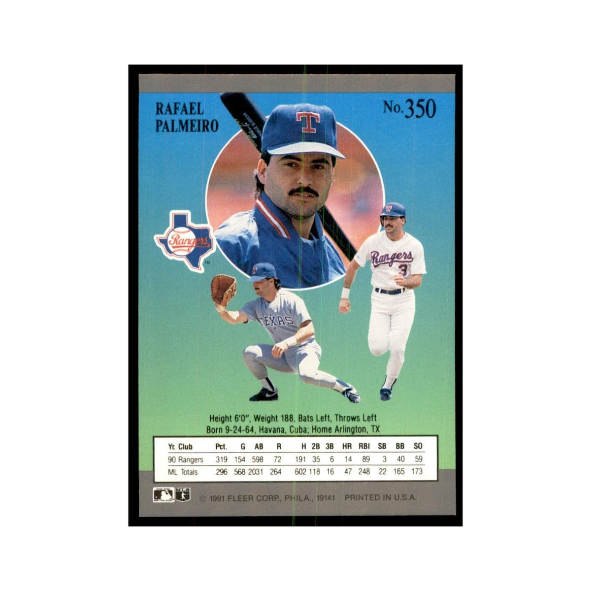 Rafael Palmeiro 1991 Fleer Ultra #350 Baseball Cards Baseball Card NM