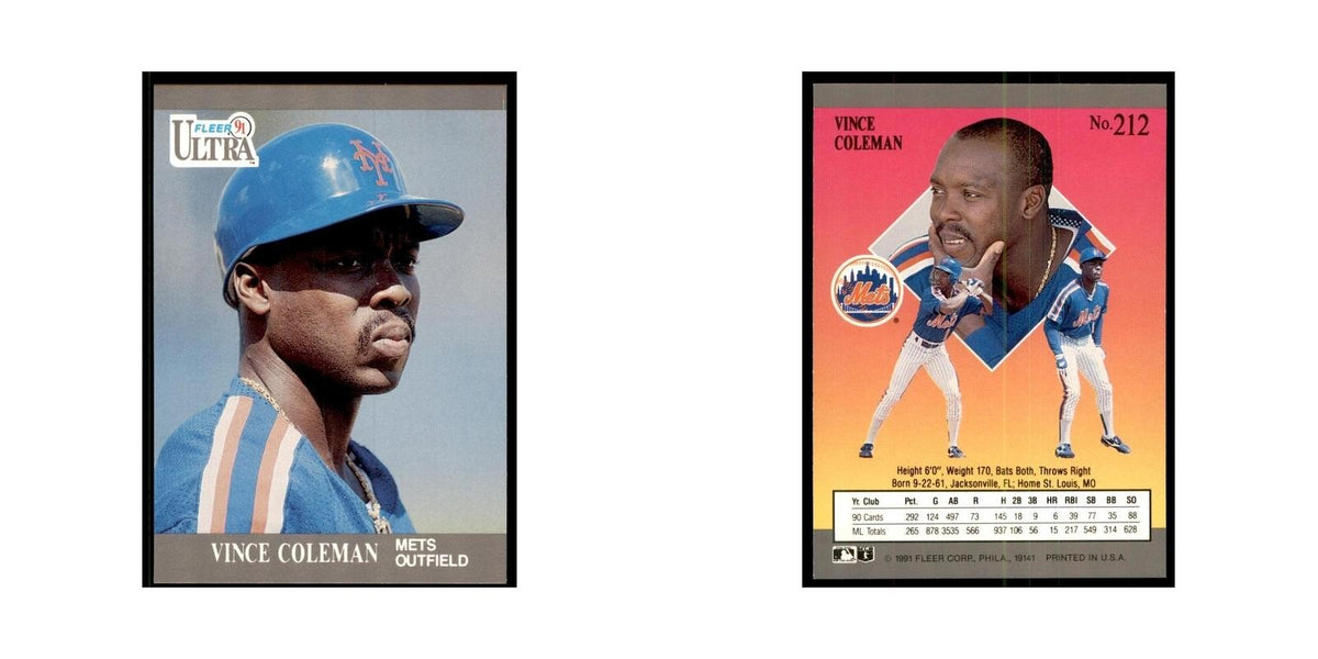 Vince Coleman 1991 Fleer Ultra #212 Baseball Cards Baseball Card NM