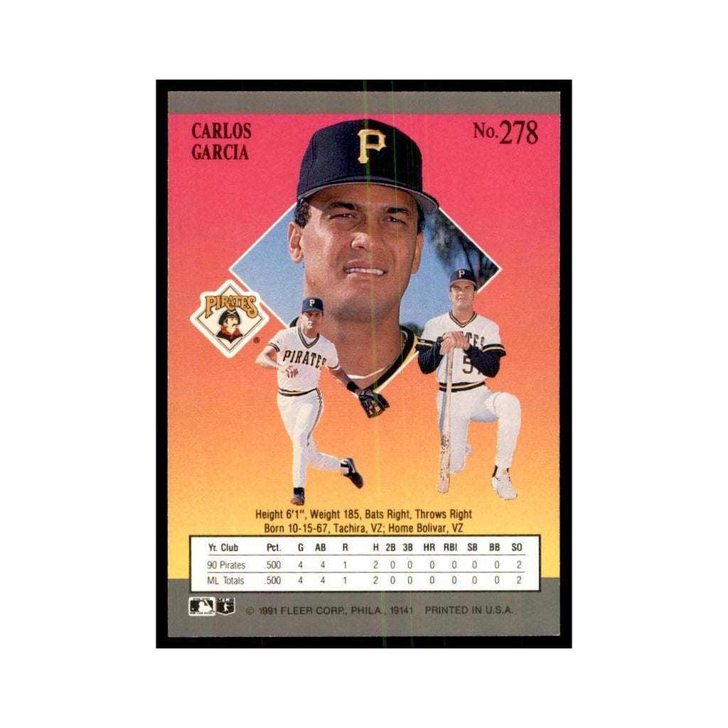 Carlos Garcia 1991 Fleer Ultra #278 Baseball Cards Baseball Card NM