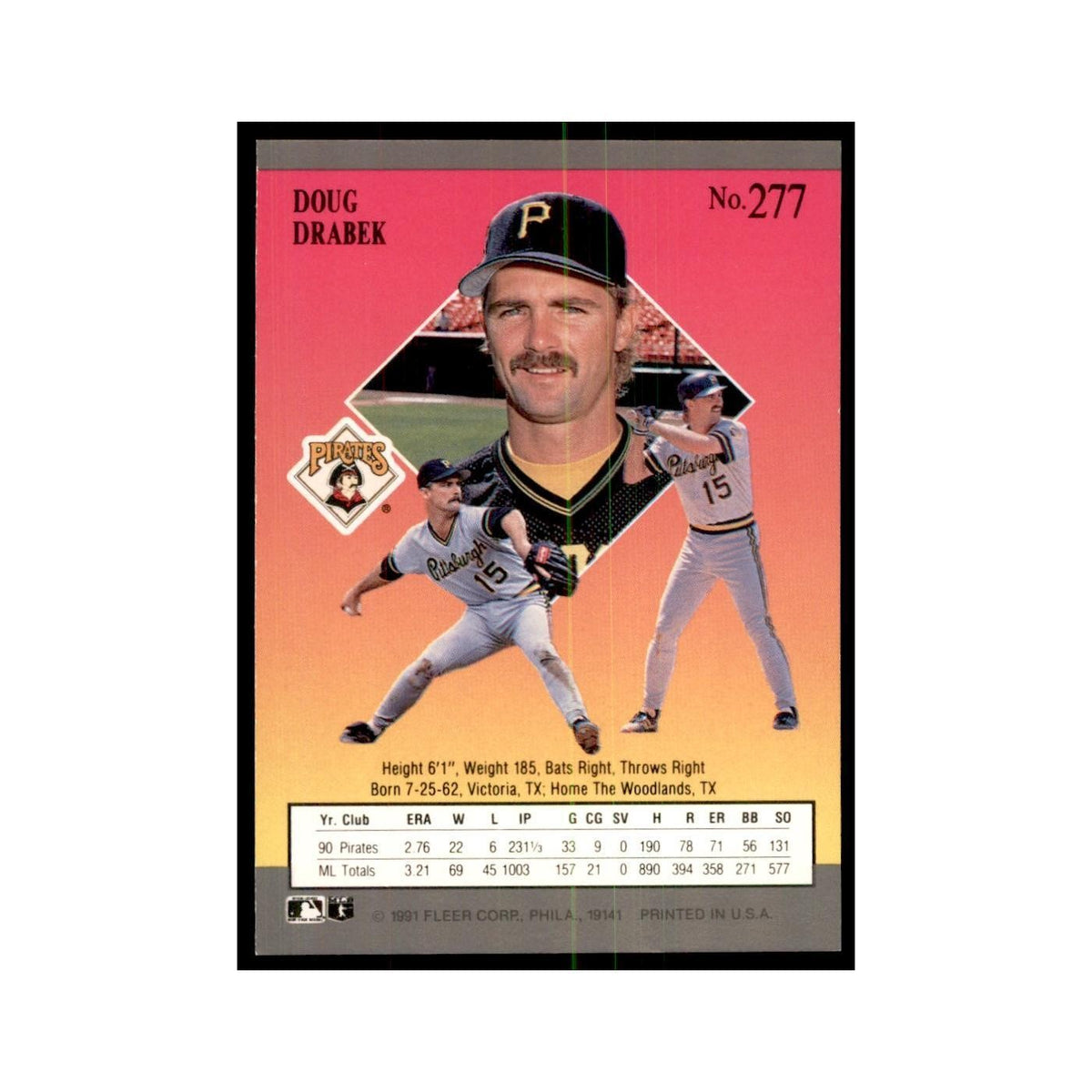 Doug Drabek 1991 Fleer Ultra #277 Baseball Cards Baseball Card NM