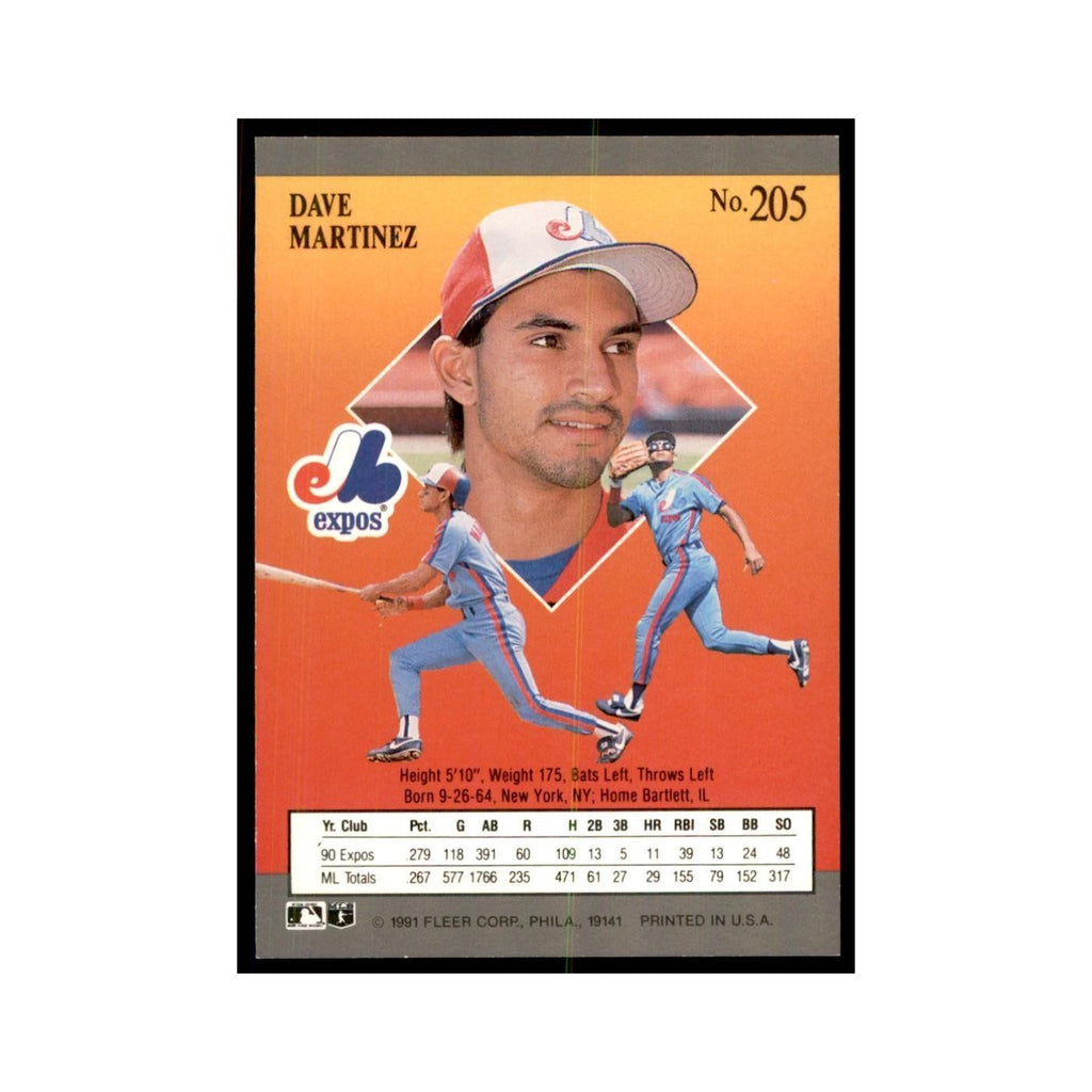 Dave Martinez 1991 Fleer Ultra #205 Baseball Cards Baseball Card NM