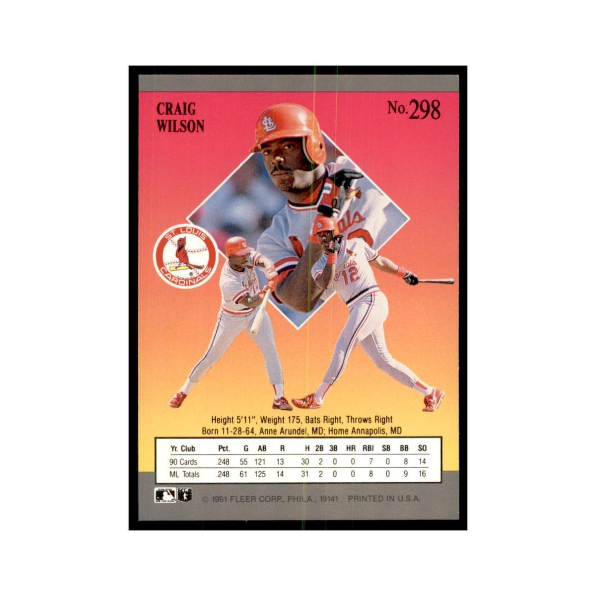 Craig Wilson 1991 Fleer Ultra #298 Baseball Cards Baseball Card NM