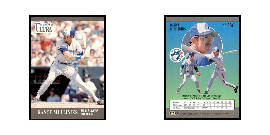 Rance Mulliniks 1991 Fleer Ultra #366 Baseball Cards Baseball Card NM