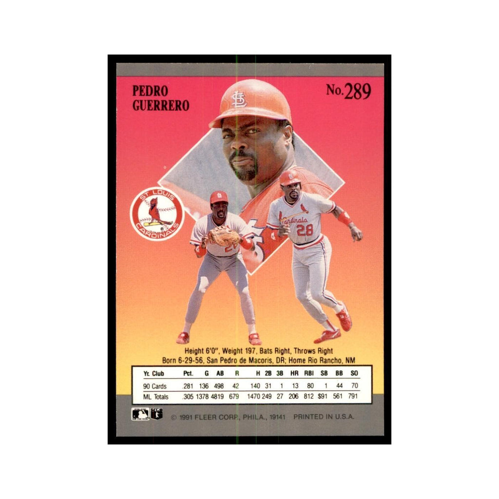 Pedro Guerrero 1991 Fleer Ultra #289 Baseball Cards Baseball Card NM