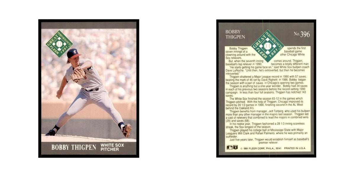 Bobby Thigpen 1991 Fleer Ultra #396 Baseball Cards Baseball Card NM