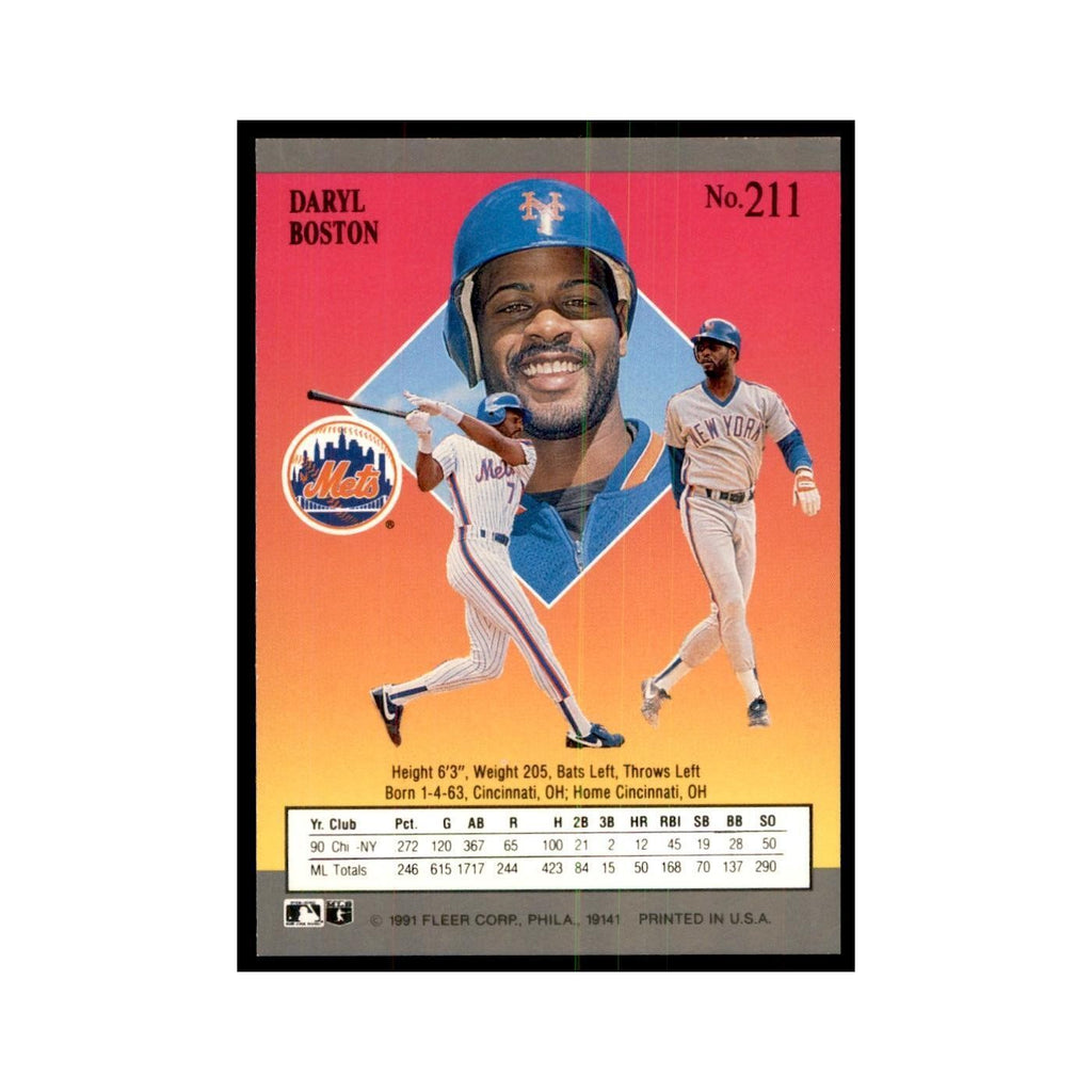 Daryl Boston 1991 Fleer Ultra #211 Baseball Cards Baseball Card NM