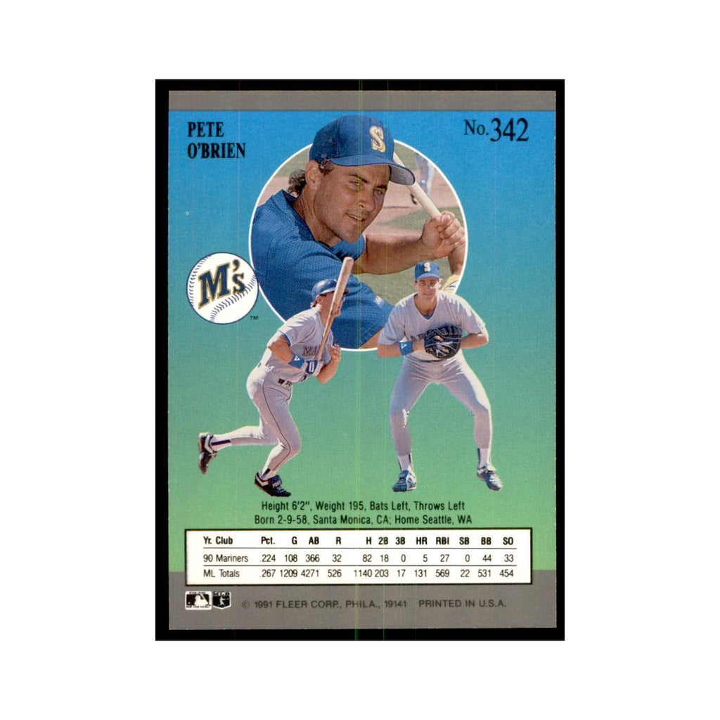 Pete O'Brien 1991 Fleer Ultra #342 Baseball Cards Baseball Card NM