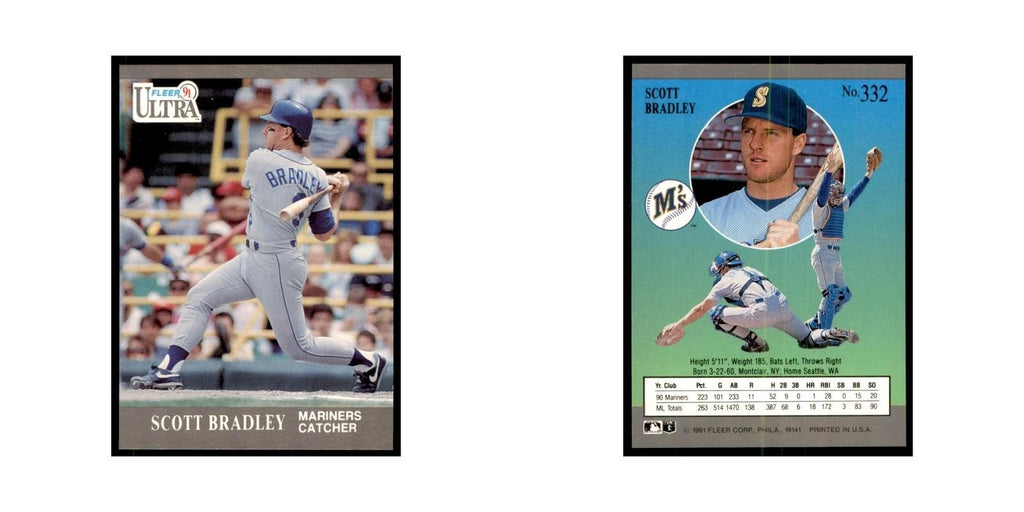 Scott Bradley 1991 Fleer Ultra #332 Baseball Cards Baseball Card NM