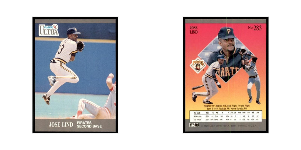 Jose Lind 1991 Fleer Ultra #283 Baseball Cards Baseball Card NM