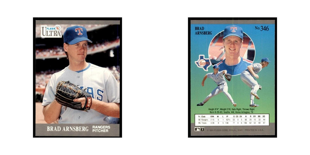 Brad Arnsberg 1991 Fleer Ultra #346 Baseball Cards Baseball Card NM