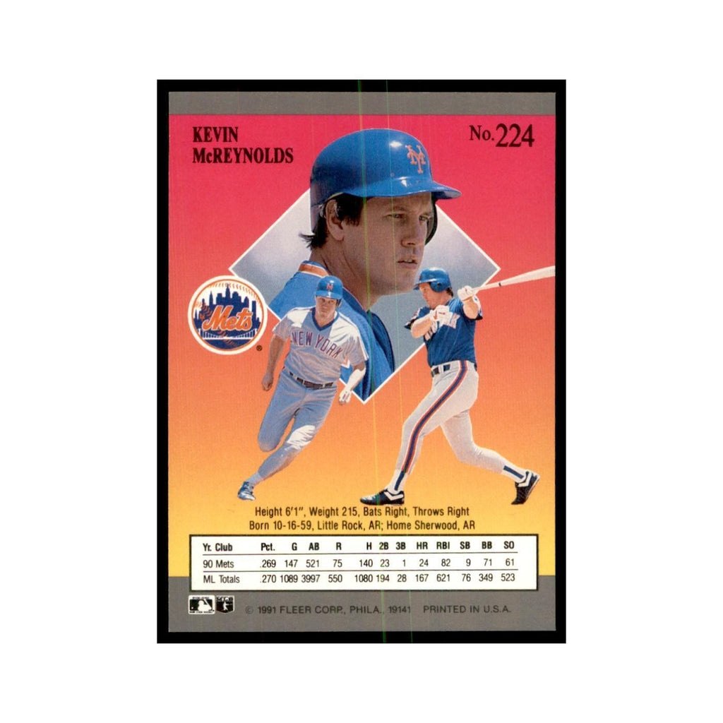 Kevin McReynolds 1991 Fleer Ultra #224 Baseball Cards Baseball Card NM