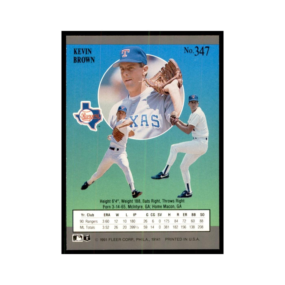 Kevin Brown 1991 Fleer Ultra #347 Baseball Cards Baseball Card NM