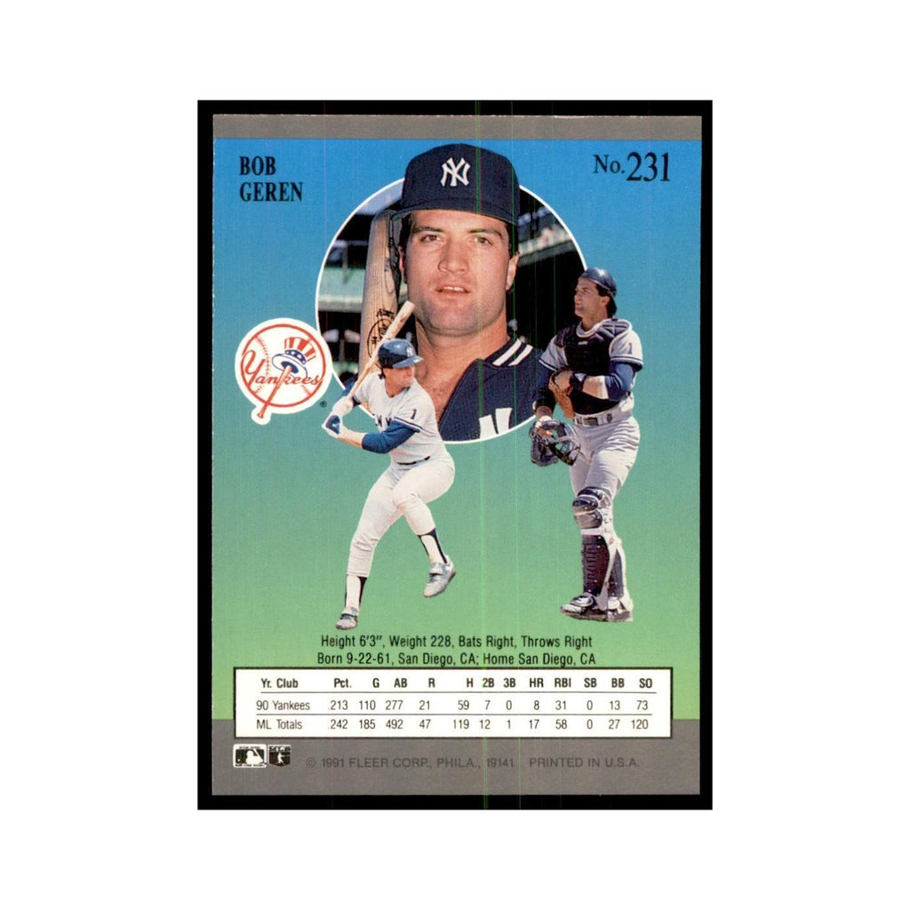 Bob Geren 1991 Fleer Ultra #231 Baseball Cards Baseball Card NM