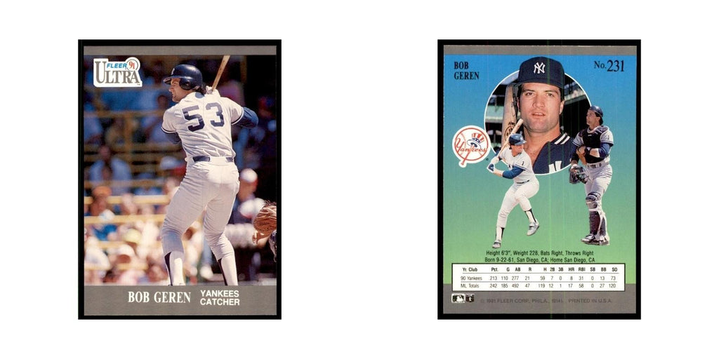 Bob Geren 1991 Fleer Ultra #231 Baseball Cards Baseball Card NM
