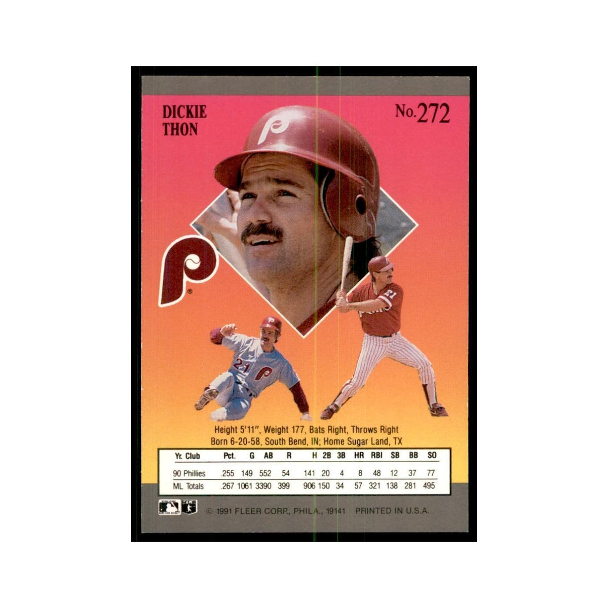 Dickie Thon 1991 Fleer Ultra #272 Baseball Cards Baseball Card NM