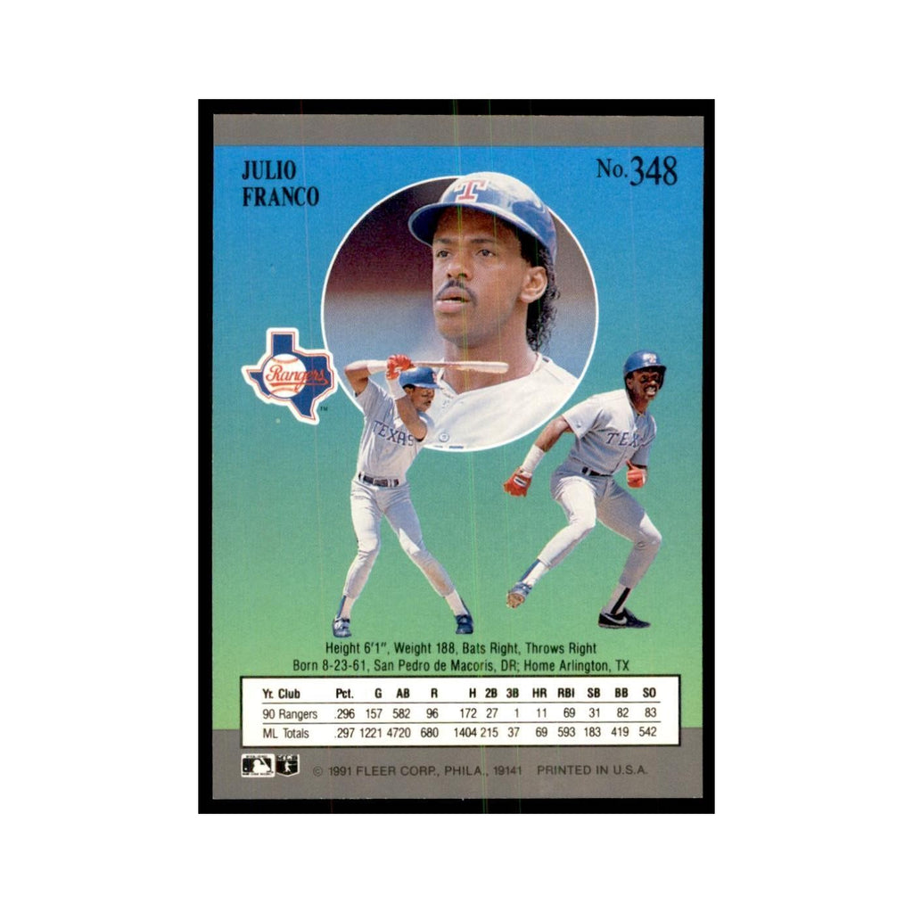 Julio Franco 1991 Fleer Ultra #348 Baseball Cards Baseball Card NM