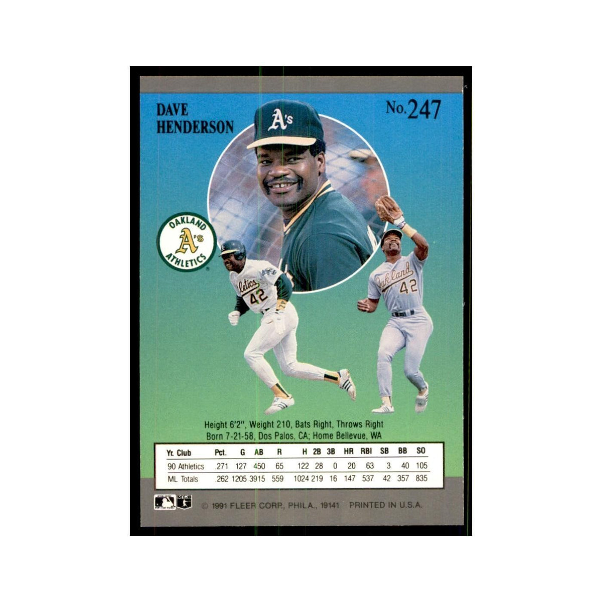 Dave Henderson 1991 Fleer Ultra #247 Baseball Cards Baseball Card NM