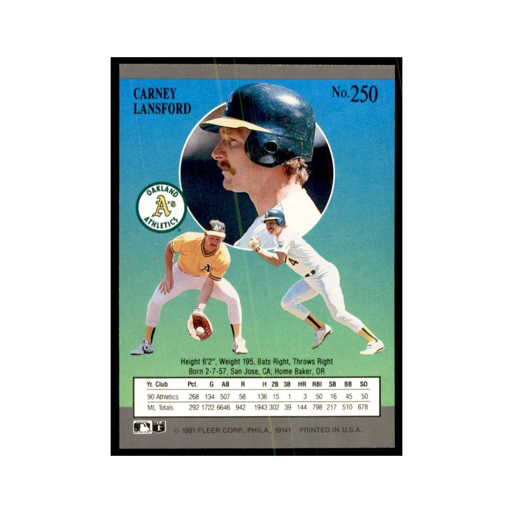 Carney Lansford 1991 Fleer Ultra #250 Baseball Cards Baseball Card NM
