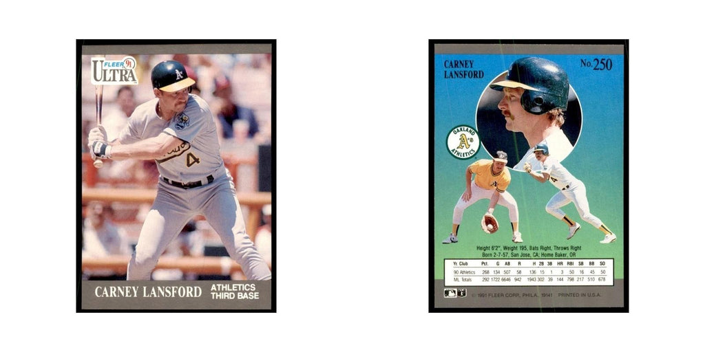 Carney Lansford 1991 Fleer Ultra #250 Baseball Cards Baseball Card NM
