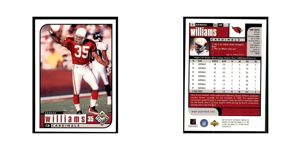 Aeneas Williams 1998 UD Choice #5 Football Cards Football Card NM