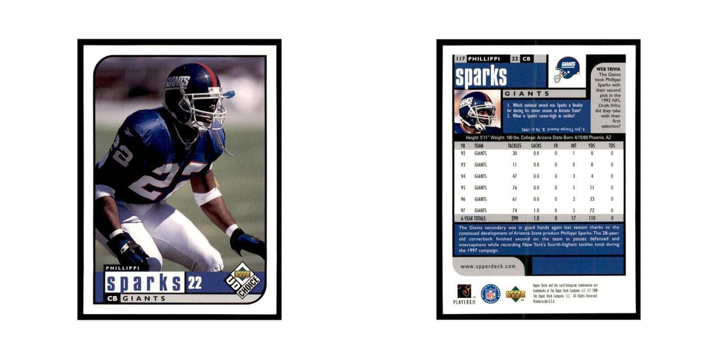 Phillippi Sparks 1998 UD Choice #117 Football Cards Football Card NM