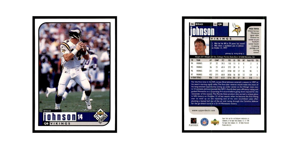 Brad Johnson 1998 UD Choice #96 Football Cards Football Card NM